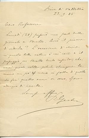 Lettera autografa firmata dell?entomologo ligure, direttore del Museo civico di storia naturale d...