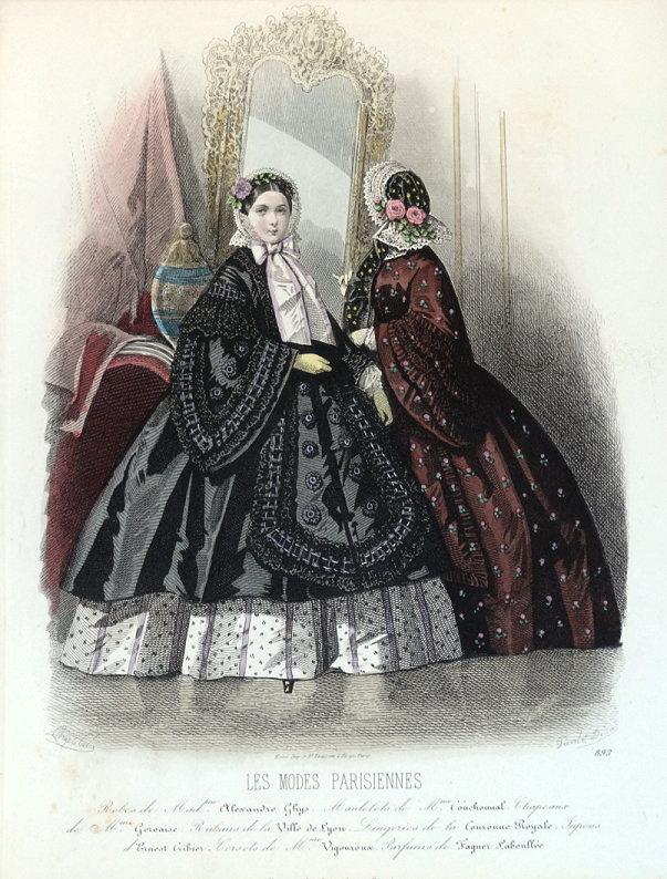 Antique Print 1859 PARIS Ladies Fashions for September