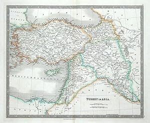 TURKEY IN ASIA, CYPRUS, ISRAEL, SYRIA, IRAQ, ARMENIA, Teesdale antique map 1841