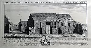 HARROLD PRIORY, HARWOOD NUNNERY, BEDFORD, S&N BUCK original antique print 1730