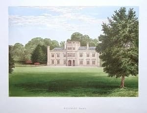 WOLSELEY HALL,COLWICH, STAFFORDSHIRE antique print c1880