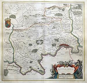 MIDDLESEX, MIDDLE- SEXIA, LONDON, BLAEU Original antique hand coloured map 1662