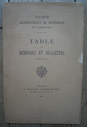 TABLES des MÉMOIRES et BULLETINS 1848-1894 de la Société Archéologique et Historique de l'ORLÉANAIS