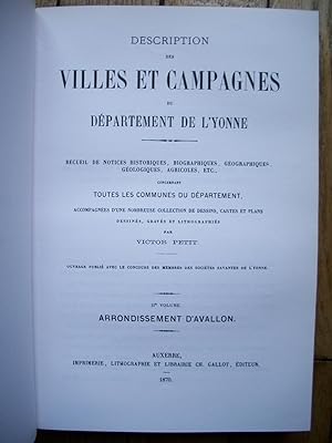 description du département de l'YONNE Arrondissement d'AVALLON