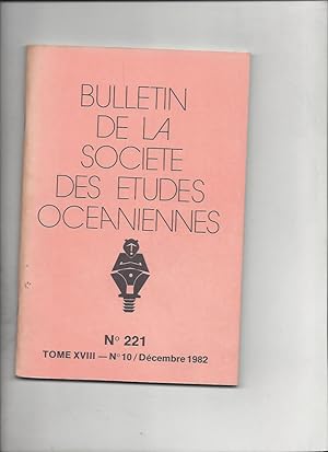Bulletin de la societe des etudes oceaniennes n°221 tome XVIII
