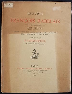 OEUVRES DE FRANCOIS RABELAIS - Tome Quatrième - Pantagruel