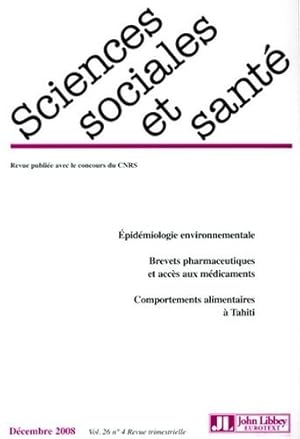 Sciences Sociales et Santé, N° 26-4 :