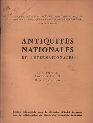 Antiquités nationales et internationales 1962 n° 1 et 2 / sommaire : wakankar : les peintures des...
