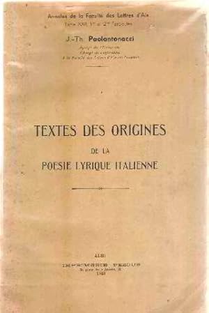 Texte des origines de la poesie lyrique italienne