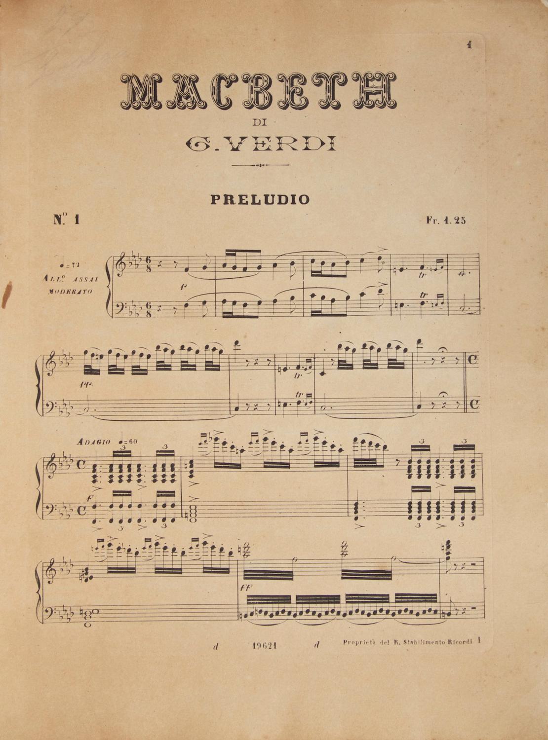 Macbeth posto in Musica da Giuseppe Verdi: VERDI, Giuseppe 1813-1901