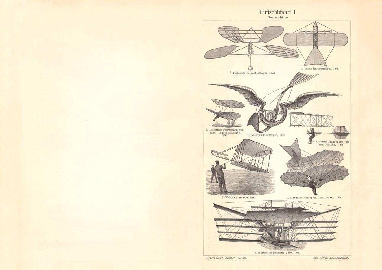 Luftschiffahrt II Holzstich 1898 alte historische Grafik