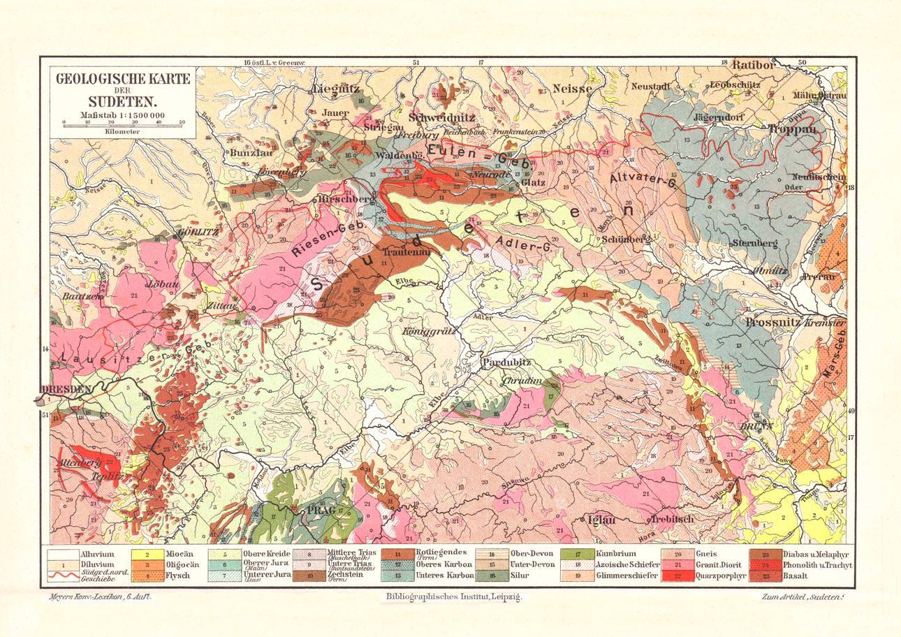 Historische Landkarte Sudetenland