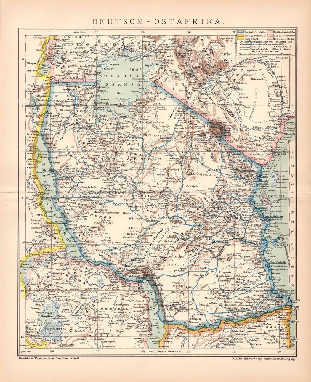 landkarte deutsch ostafrika - ZVAB