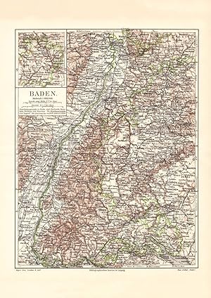 Alte historische Landkarte Schwarzwald Geologie Karte Lithographie 1907