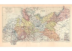Alte historische Landkarte Preussen Karte Lithographie 1907