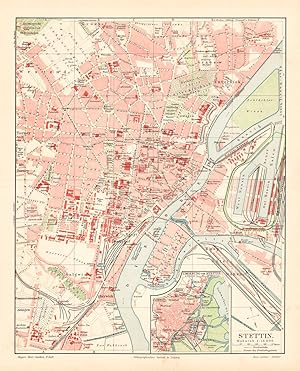 Saale Stadtplan Lithographie 1904 Alte historische Stadtkarte Halle a.d