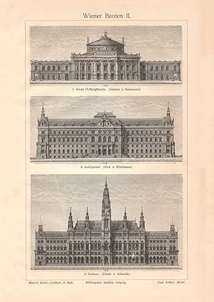 Alter historischer Druck Hamburger Bauten I II Holzstich 1904