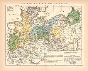 Alte historische Landkarte Preussen historische Karte Lithographie 1892
