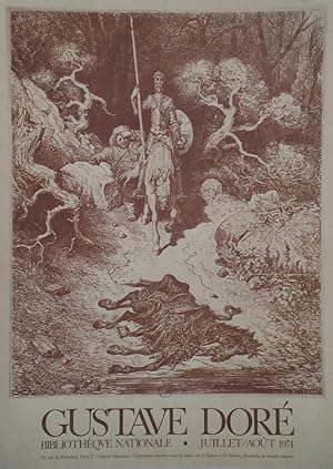 GUSTAVE DORE (DON QUICHOTTE) / BIBLIOTHEQUE NATIONALE 1974" Affiche originale entoiée