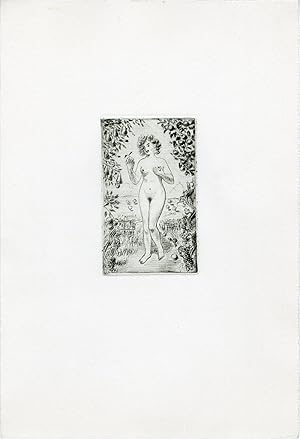 "EVE NUE et la POMME" Gravure originale monogrammée LS (1938)