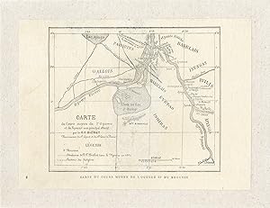 "CARTE du cours moyen de l'OGOOUÉ et du NGOUNIÉ (GABON)" Gravure entoilée (1882)