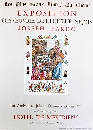 "EXPO DE L'EDITEUR NICOIS JOSEPH PARDO 1974" Affiche originale entoilée