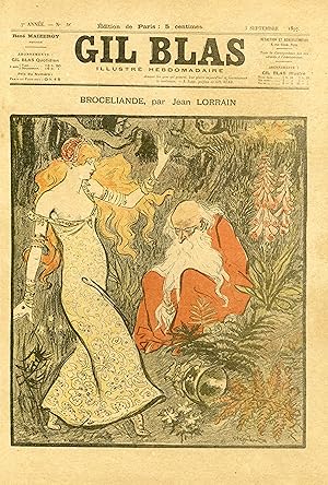 "BROCELIANDE" par Jean LORRAIN Couverture originale entoilée de la revue GIL BLAS du 3/9/1897 ill...