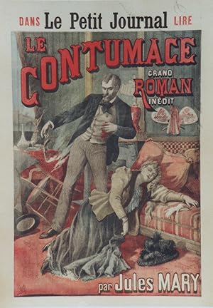"LE CONTUMACE / Roman de Jules MARY" Affiche d'intérieur originale entoilée LE PETIT JOURNAL 1895