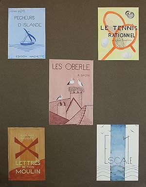 "COUVERTURES DE LIVRES" Maquette gouache et collage originale 1940