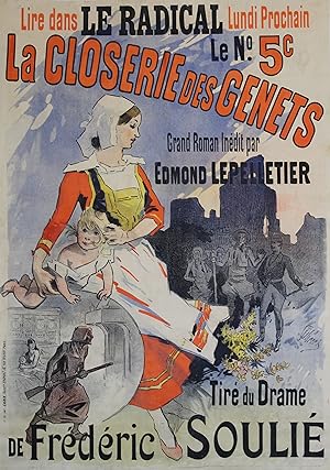 "LA CLOSERIE DES GENETS d'Edmond LEPELLETIER" Affiche originale entoilée Litho CHERET 1890