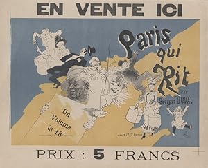 "PARIS QUI RIT par Georges DUVAL" Affichette originale entoilée CHERET 1886