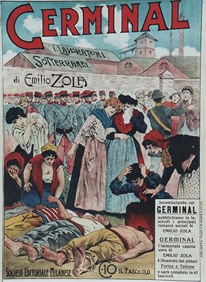 "GERMINAL d' Emile ZOLA" Affiche italienne originale entoilée 1914