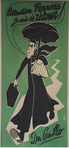 "LE RETOUR DE DON CAMILLO" Affiche originale entoilée Julien DUVIVIER, FERNANDEL 1953