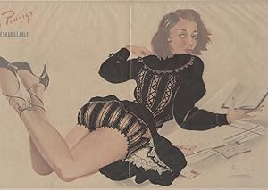 "PIN-UP et son COURRIER" Affiche originale entoilée Offset CENANCHY 50-51