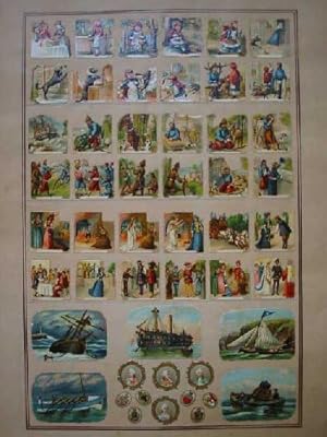 CROMOS TROQUELADOS ANTIGUOS. 3 Cuentos: Caperucita Roja, Robinson Crusoe y La Cenicienta, 5 barco...