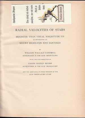 Radial Velocities of Stars brighter than Visual Magnitude 5.51 as determined at Mount Hamilton an...