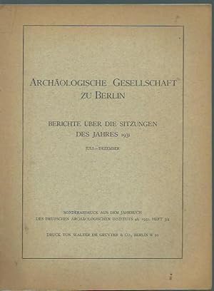 Berichte über die Sitzungen des Jahres 1931, Juli - Dezember. Sonderabdruck aus dem Jahrbuch des ...