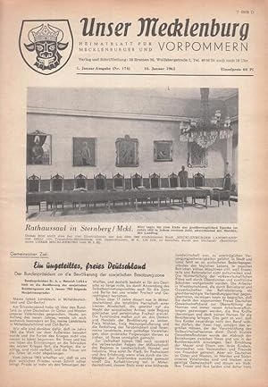 Unser Mecklenburg. Nr. 174 vom 10. Januar 1963. Heimatblatt für Mecklenburg und Vorpommern. (Tite...