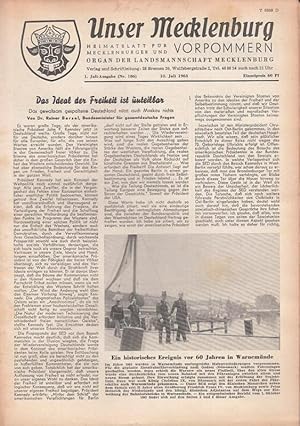 Unser Mecklenburg. Nr. 186 vom 10. Juli 1963. Heimatblatt für Mecklenburg und Vorpommern-Organ de...