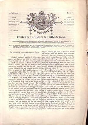 Kunst-Chronik. Wochenschrift für Kunst und Kunstgewerbe. 13. Jahrgang 1877, Konvolut von 36 Nrn.:...