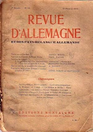 Revue d Allemagne et des pays de langue allemande. 7. année, No 64, 15 Fevrier 1933. Mit Beiträge...