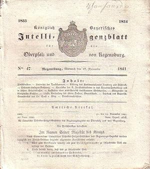 Königlich Bayerisches Intelligenzblatt für die Oberpfalz und von Regensburg. No. 47 vom Mittwoch,...