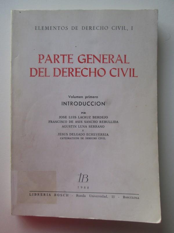 Elementos De Derecho Civil: IntroducciÃ³n - Jose? Luis Lacruz Berdejo