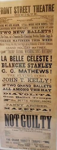 [Baltimore Theatre Broadside]Front Street Theatre, Comique.Ballets.Mazeppa.Not Guilty