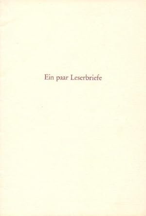 Ein paar Leserbriefe an Hermann Hesse. Ein paar Leserbriefe an Hermann Hesse.