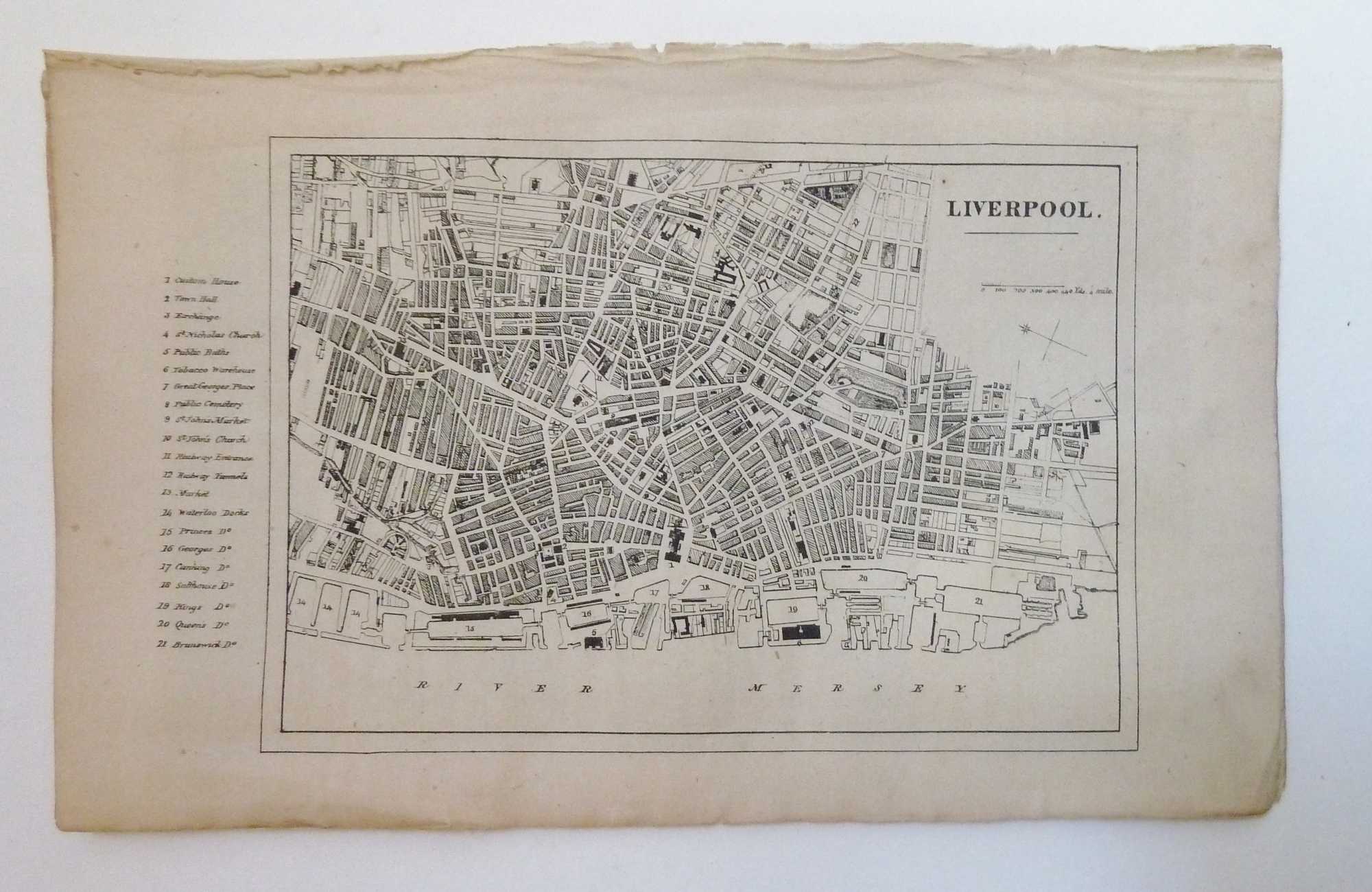 Download Liverpool Map 1842 ex The New Universal Gazetteer and Geographical Dictionary by Thomson, John ...