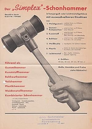 HAMMER - Der "Simplex"-Schonhammer. Werbeblatt (um 1955)