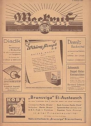 BÄCKER - Weckruf. Amtliches Mitteilungsblatt für unsere Innungs-Mitglieder. 3. Februar 1949