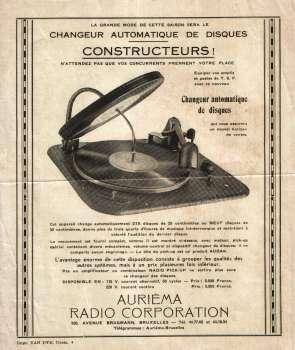 Changeur automatique de Disques. Werbeblatt. Um 1955