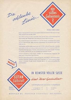 SÜSSSTOFF - SÜTAN Süßstoff. Werbeblatt. Um 1965